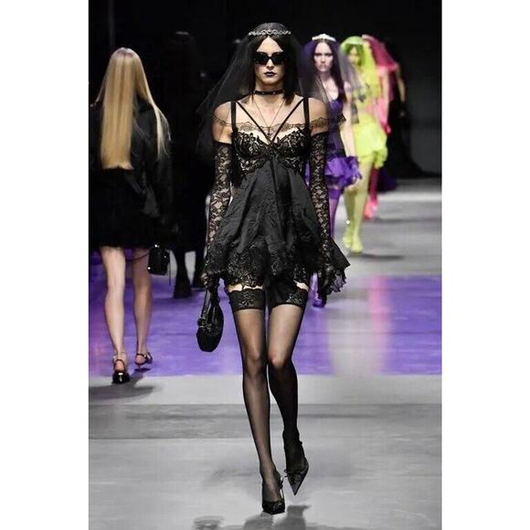 versace mini dress runway Versace Runway Black Mini Dress Size XL